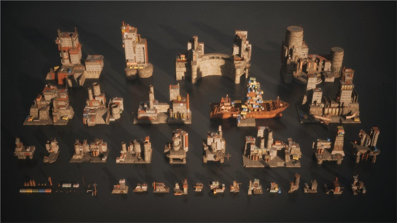 K035荒芜之地废墟工厂场景3D模型 Kitbash3d Wasteland插图