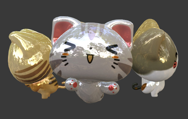 可爱的卡通猫咪3d模型插图