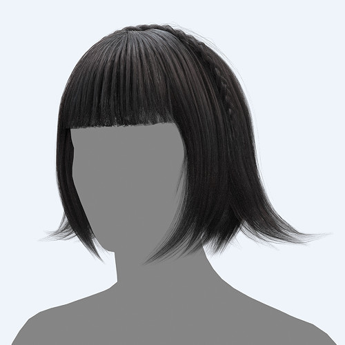 帅气的女性短发发型obj模型，带png透明贴图插图