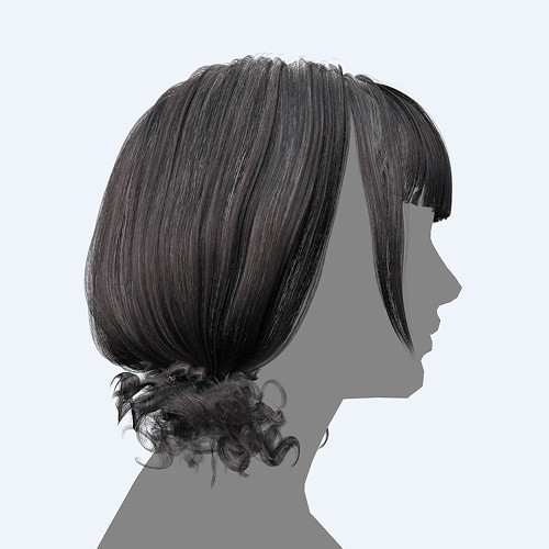女性短发发型obj模型，带png透明贴图插图2