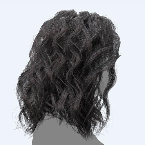 成熟女性披肩短发发型obj模型，带png透明贴图插图2