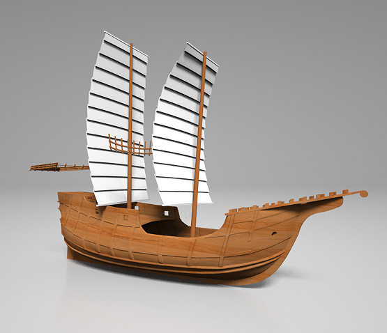 古代帆船c4d模型，OC渲染器插图