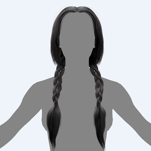 女孩长辫子长发obj模型，带png透明贴图插图1