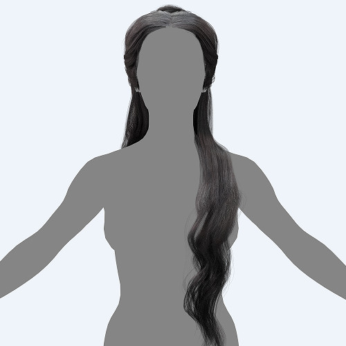 古代美女长发发型obj模型，带png透明贴图插图