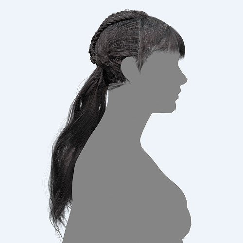 小辫子长发女孩obj模型，带png透明贴图插图
