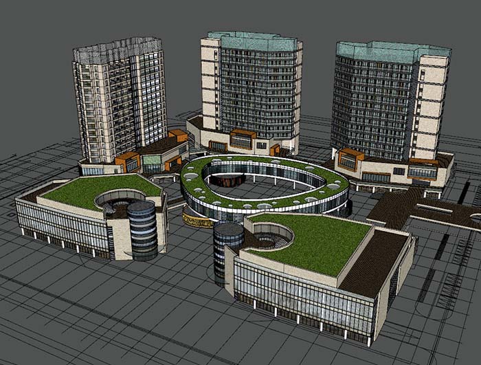 商业中心及高层住宅sketchUp模型2插图1