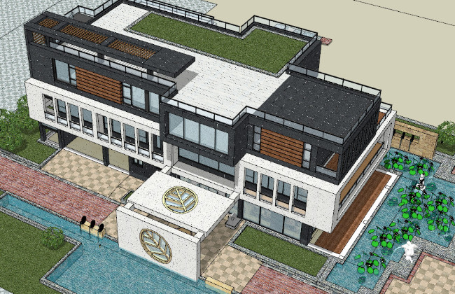 花园别墅住宅建筑sketchUp模型插图2