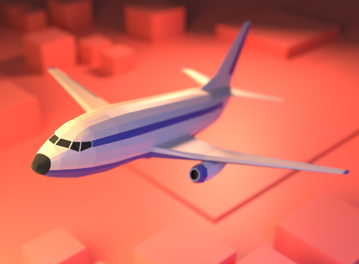 风格化低多边形飞机blender模型插图