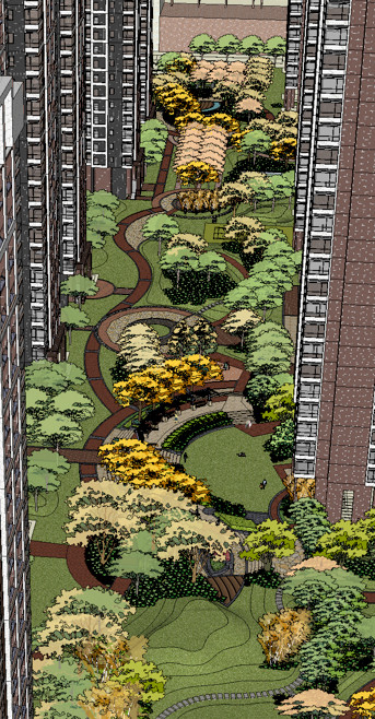 现代风格小区景观设计SketchUp模型插图1