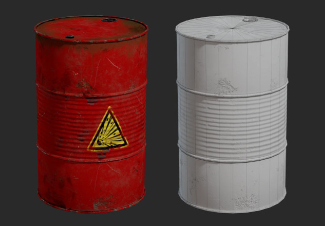 放射性油桶blender模型插图
