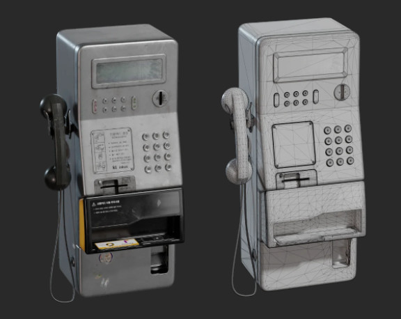 韩国公共公用电话blender模型插图