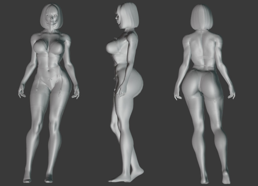 女模特身体基础网格OBJ模型下载插图