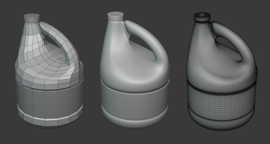 漂白剂桶装瓶fbx模型，带底模和高模插图