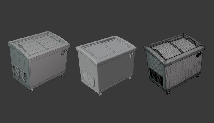 冰柜 冰箱 冷冻箱3d模型插图