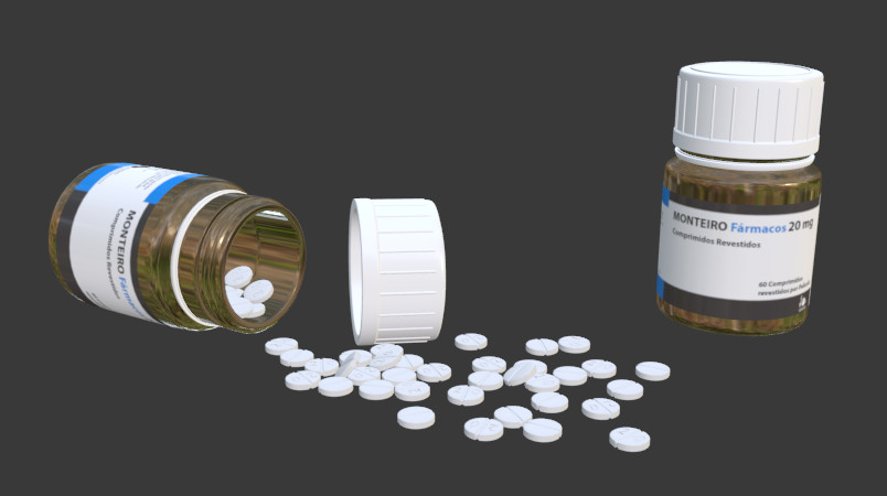 药瓶+药丸3d模型插图