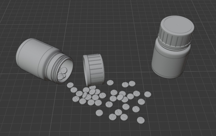 药瓶+药丸3d模型插图1