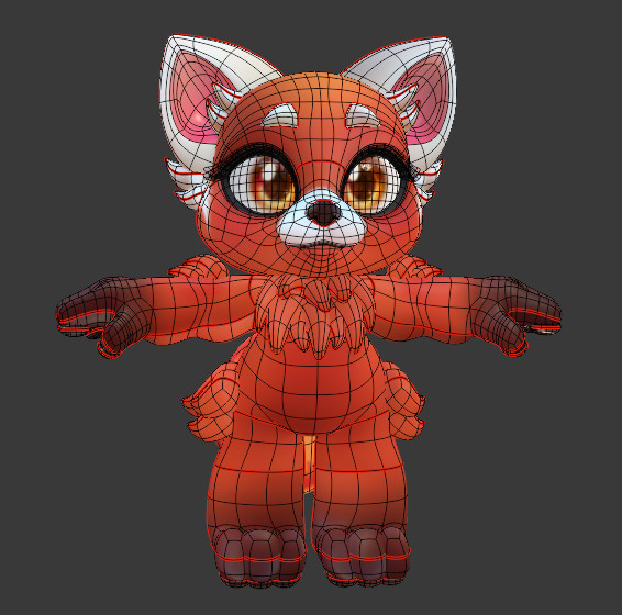 可爱的红色狐狸卡通角色blender模型插图2