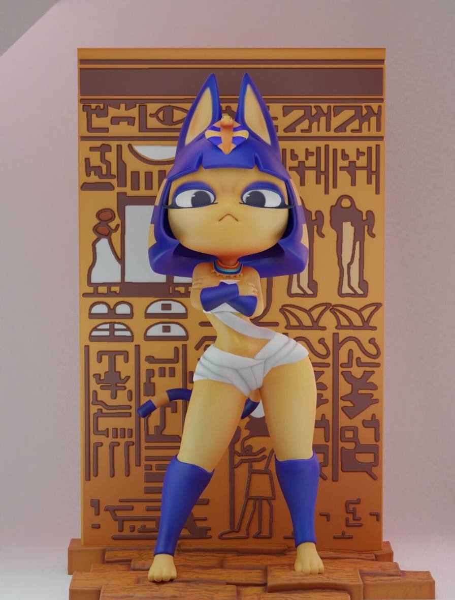 埃及猫神 含背景墙 3D打印手办插图2