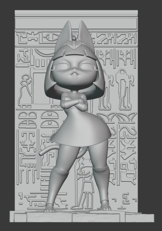 埃及猫神 含背景墙 3D打印手办插图