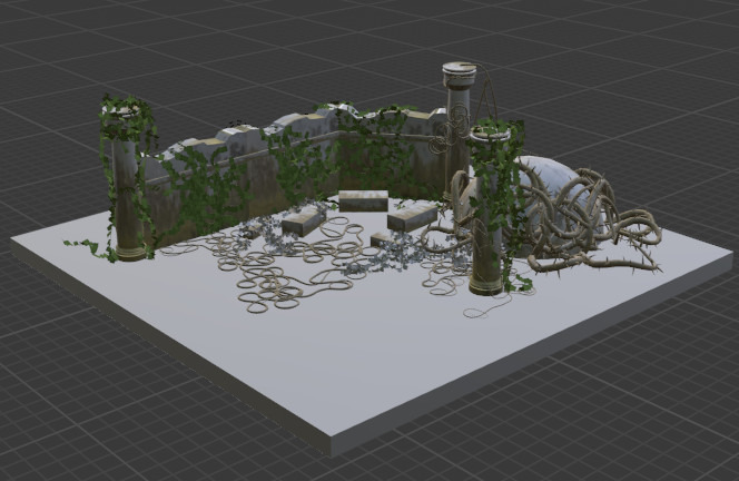 围墙里的常春藤植物3d场景模型插图1