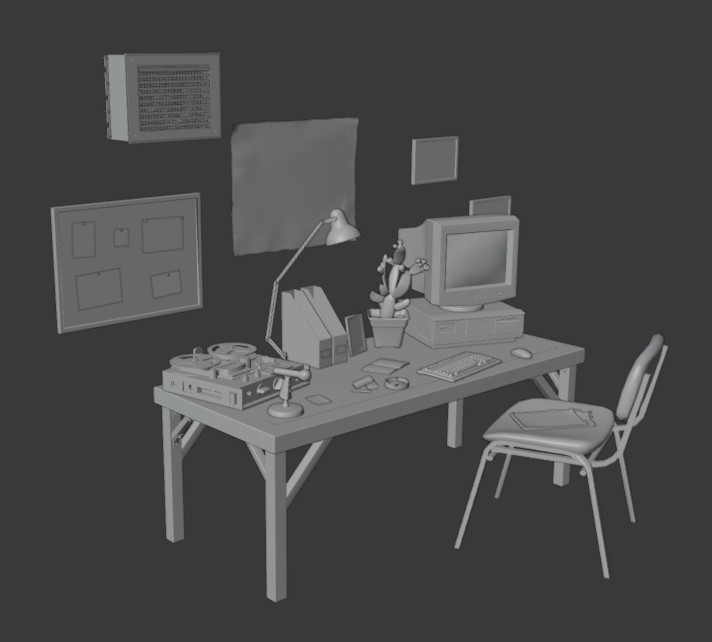 办公室一角3d场景模型下载插图1