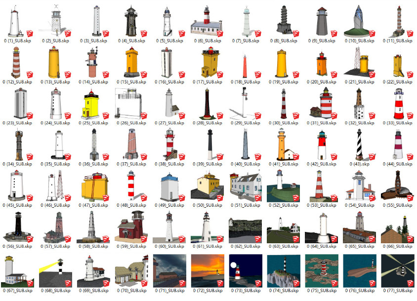 78个灯塔SketchUp模型合集插图