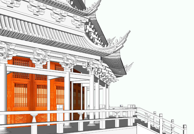 中式风格古塔设计sketchup模型插图1