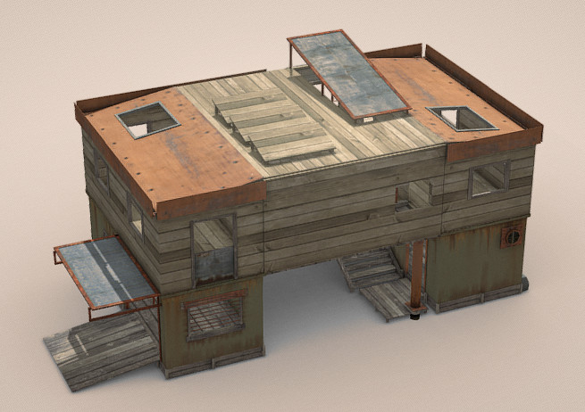 破旧的棚屋建筑房子3d模型插图1