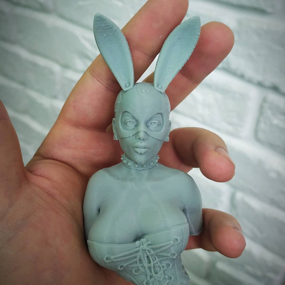 虐爱兔女郎 胸像 3D打印插图3