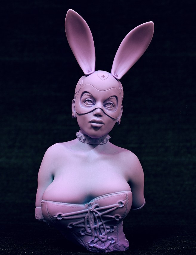 虐爱兔女郎 胸像 3D打印插图