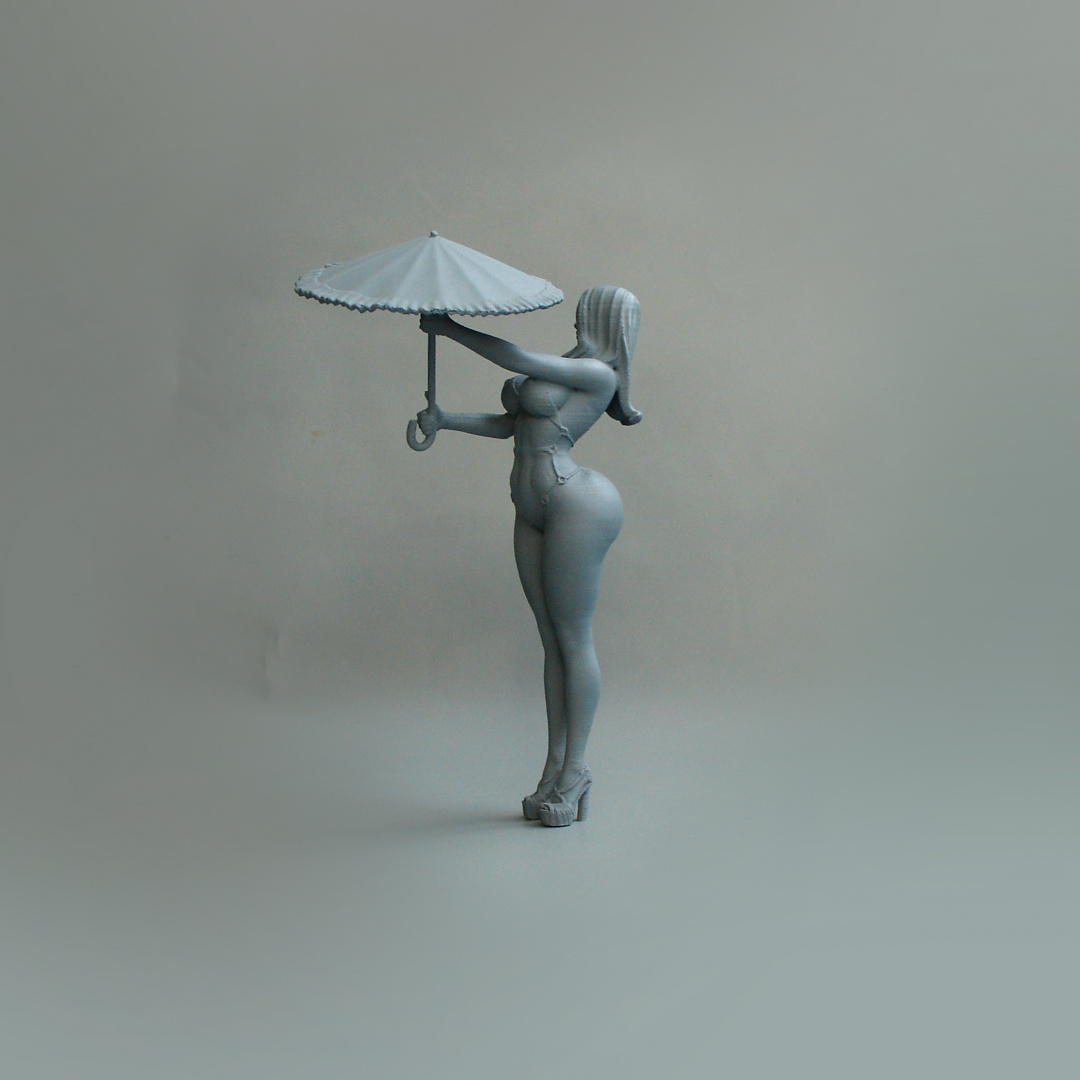 丰乳肥臀的打伞泳装美女 3D打印插图