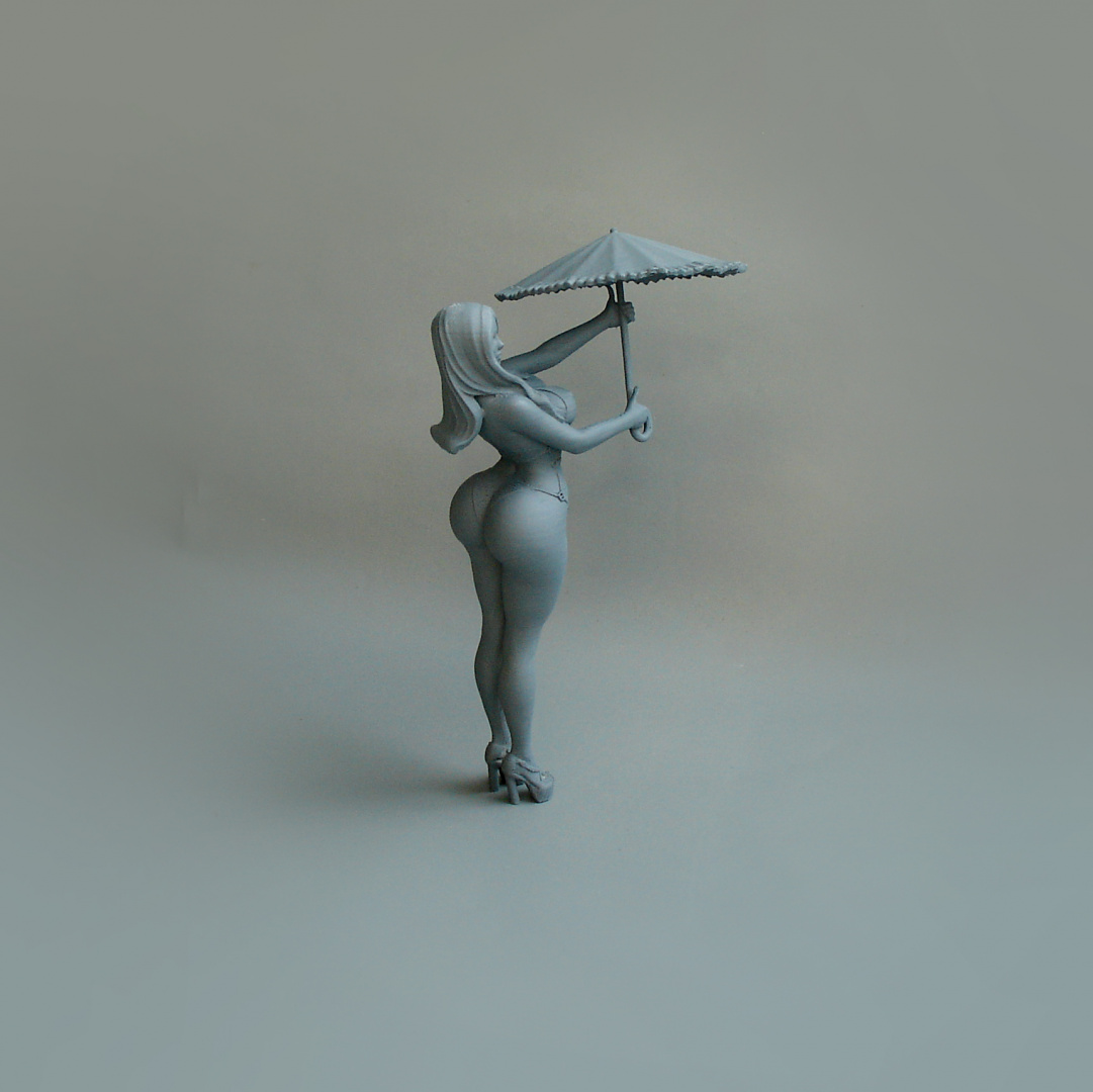 丰乳肥臀的打伞泳装美女 3D打印插图1