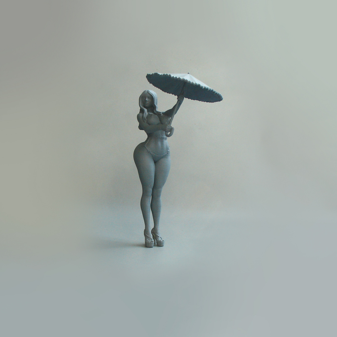 丰乳肥臀的打伞泳装美女 3D打印插图2