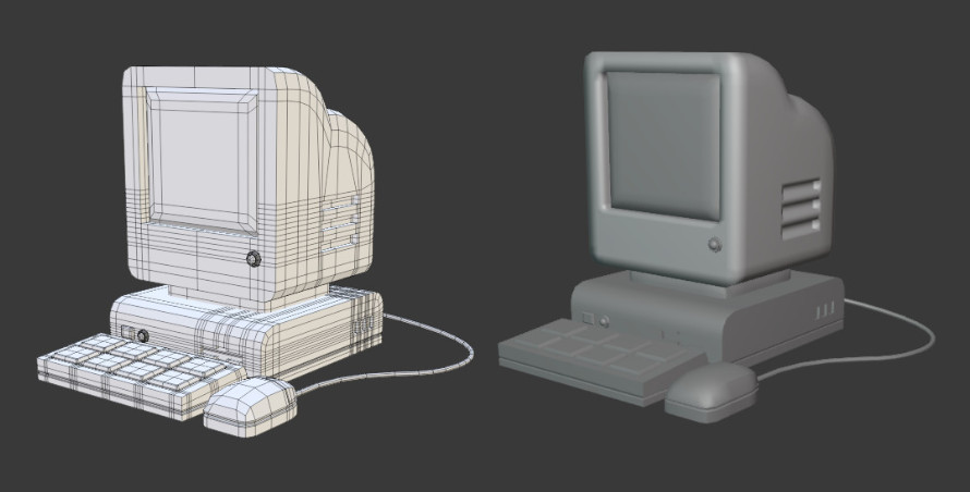 老式台式电脑机Computer模型插图