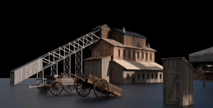 K009狂野西部风格乡村木屋模型Kitbash3D – Wild West插图3
