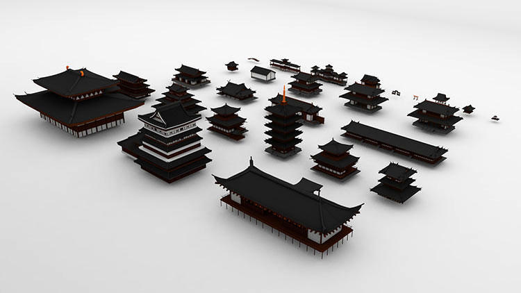 K026幕府时代日本宝塔寺庙等东方哲学建筑场景3D模型 Kitbash3D – Edo Japan插图