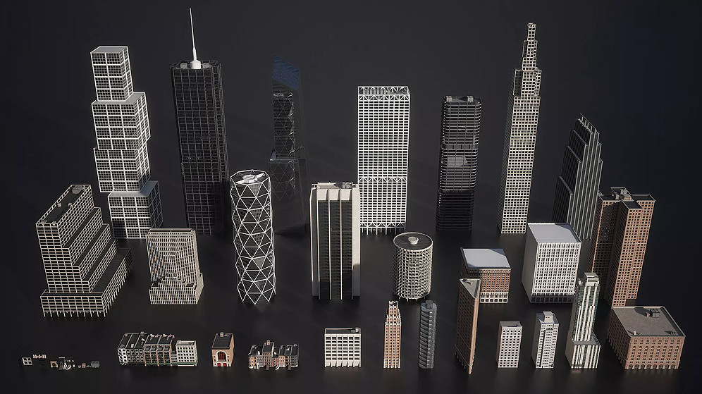 K005摩天大楼建筑物城市街道楼房3D模型Kitbash3d - Every City插图