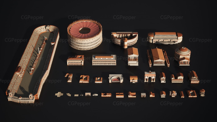 罗马帝国著名建筑3D模型Kitbash3D – Roman Empire插图