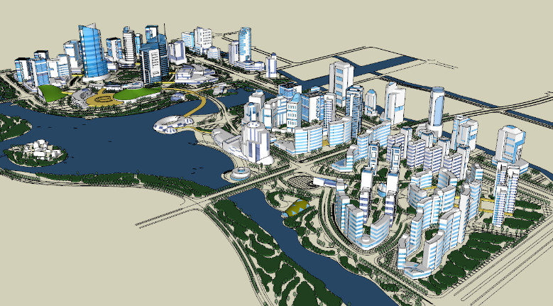 海滨城市规划sketchup模型插图