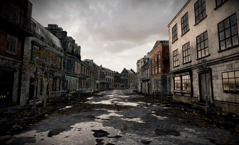 古老肮脏的英国乡村街道blend场景模型插图2