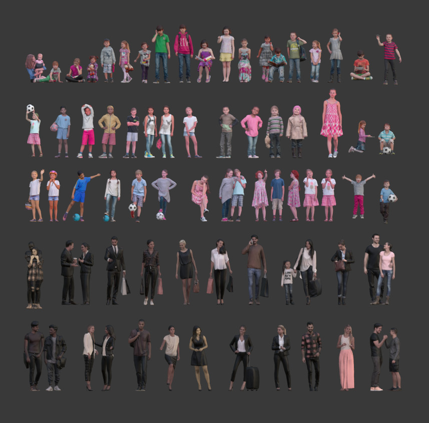 77个写实人物扫描模型（50个儿童）blender模型插图