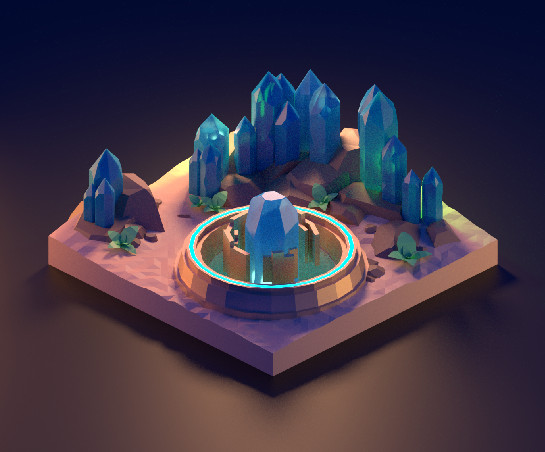 沙漠水晶crystal desert场景blender模型插图