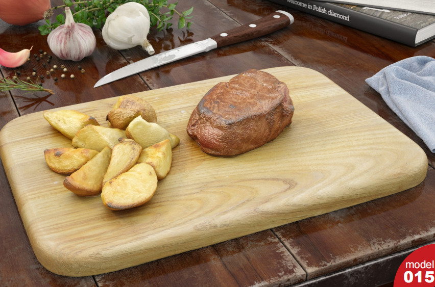 煎牛肉+炸土豆+薯条美食3d模型插图