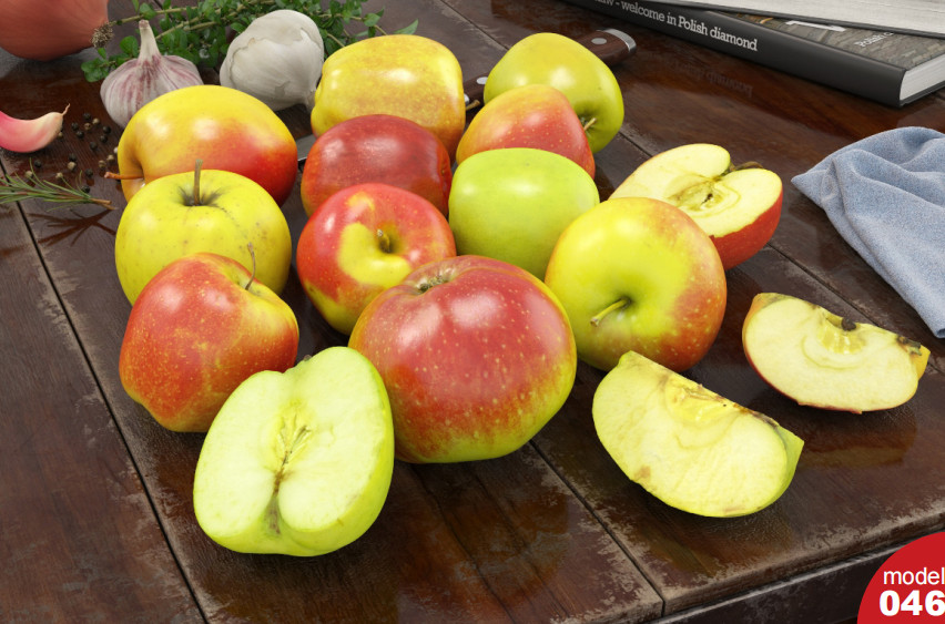 红色苹果青苹果3dmax水果模型插图