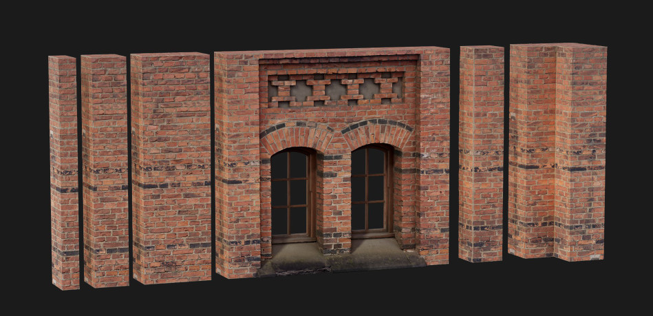 农村的红砖房建筑模块fbx模型下载插图