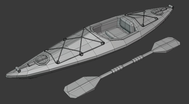 独木舟，单人划子，皮艇3d模型插图1