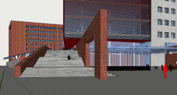 某大学新校区图书馆教学楼建筑SketchUp模型插图1