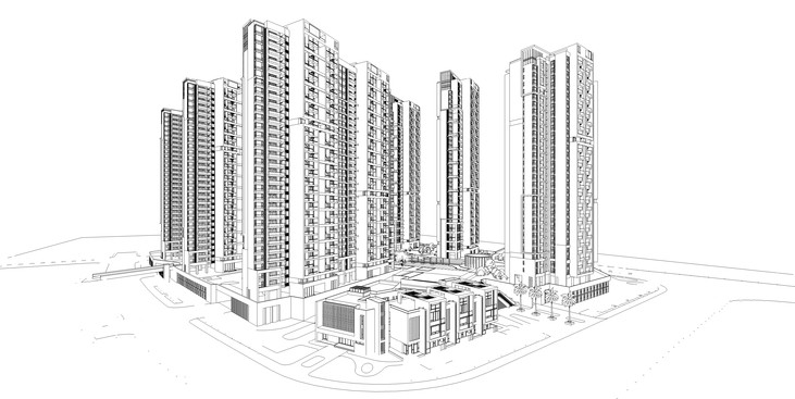 新河三角洲现代风格住宅小区规划方案sketchup模插图
