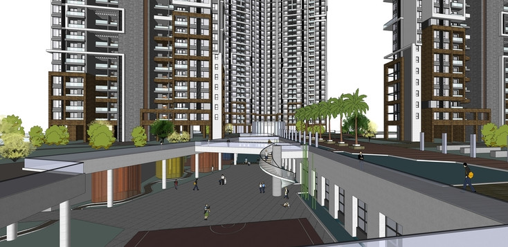 新河三角洲现代风格住宅小区规划方案sketchup模插图1