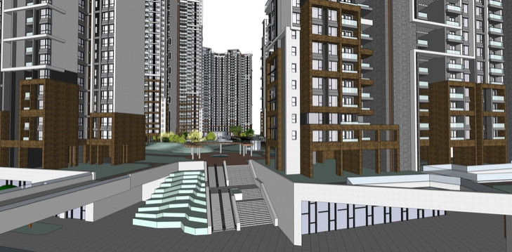新河三角洲现代风格住宅小区规划方案sketchup模插图2